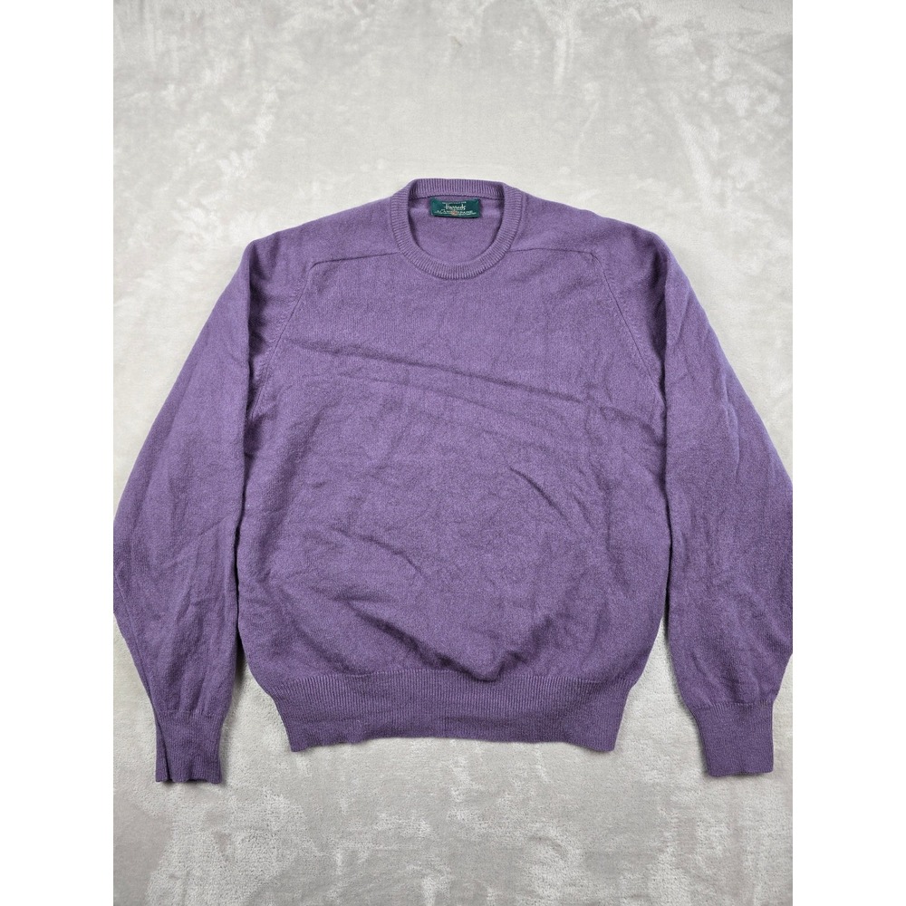 Vtg Alan Paine Harrods Sweater Mens 44 Purple Lambswool Crew Neck Great Britain